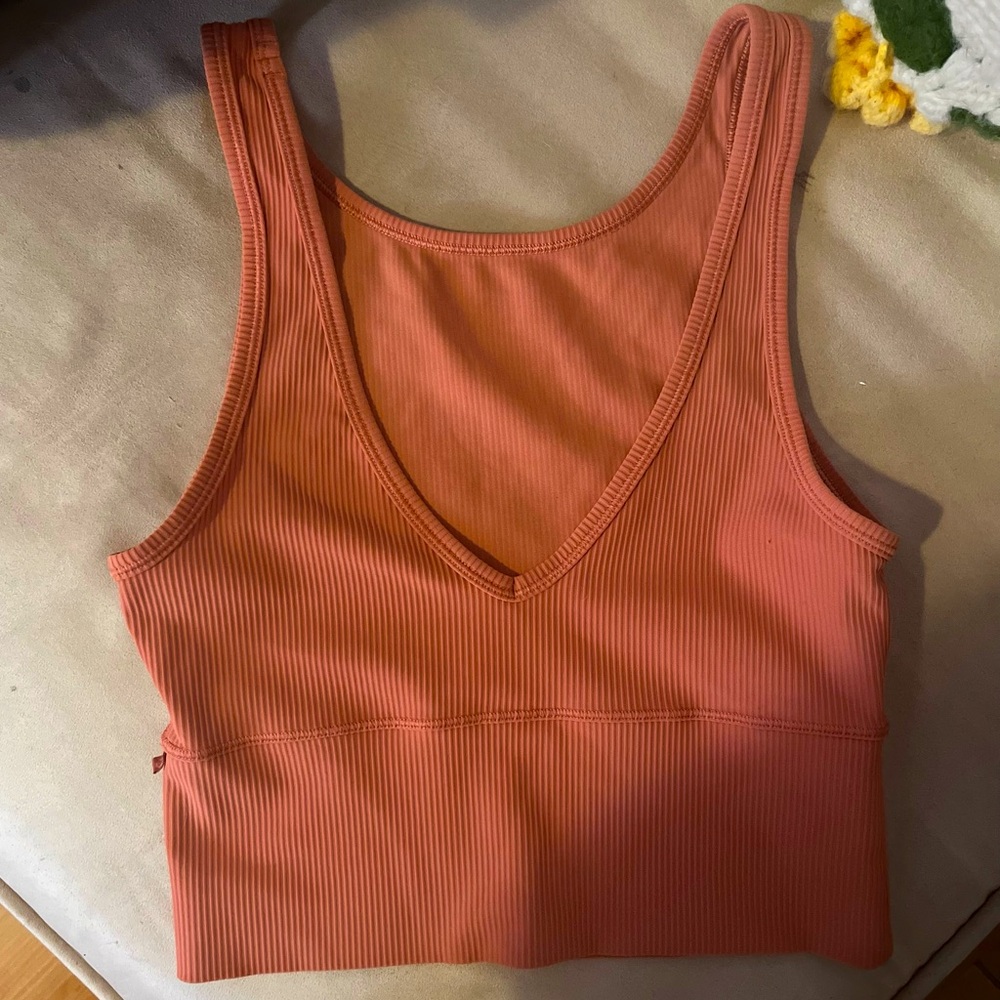 Lululemon Power Pivot Coral Ribbed Tank Top